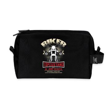 80th Birthday Motorcyclist Motorcycle - Recycled Toiletry Zip Bag - black - Front