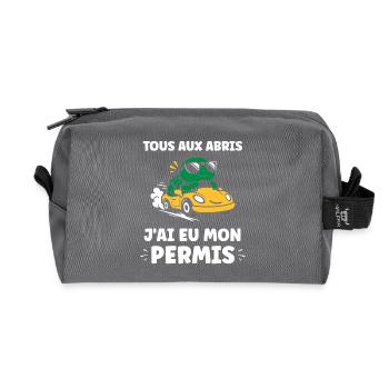 Humour j'ai mon permis de conduire - Trousse de toilette en tissu recyclé - anthracite - Devant
