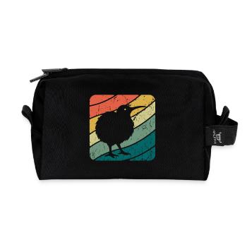 Neuseeland niedlicher Kiwi-Vogel Retro Vintage NZ - Recycelte Kulturtasche - Schwarz - Vorne