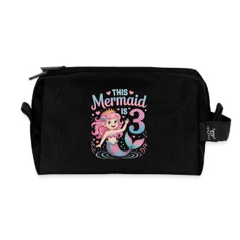 Mermaid 3rd Birthday 3 Years - Recycled Toiletry Zip Bag - black - Front