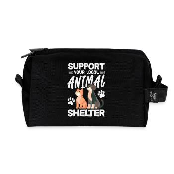 Support your local animal shelter, rescue - Recycled Toiletry Zip Bag - black - Front