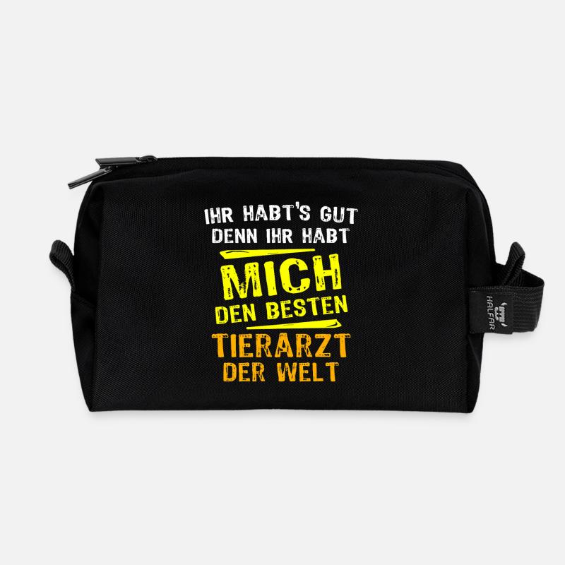 Tierarzt Geschenk - Recycelte Kulturtasche - Schwarz