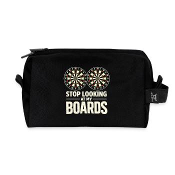 Hör auf, auf meine Bretter zu schauen, Dartspieler-Dartscheibe - Recycelte Kulturtasche - Schwarz - Vorne