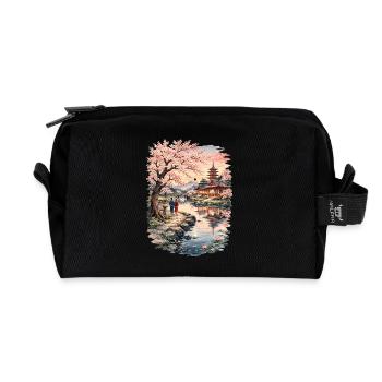 Traditioneller Japanischer Kirschblüten - Recycelte Kulturtasche - Schwarz - Vorne