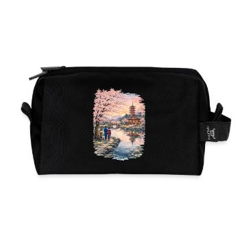 Traditioneller Japanischer Kirschblüten - Recycelte Kulturtasche - Schwarz - Vorne