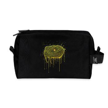 Tête de serpent serpent de vipère dorée - Trousse de toilette en tissu recyclé - noir - Devant