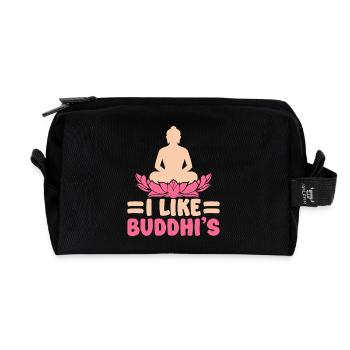 Yoga J’aime le yoga drôle de Buddhi - Trousse de toilette en tissu recyclé - noir - Devant
