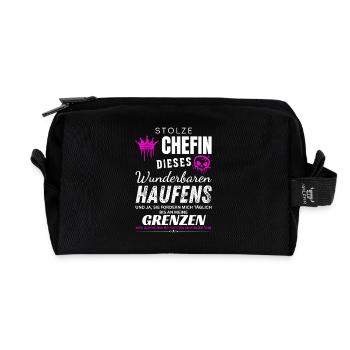 Stolze Chefin wunderbarer Haufen Chefin Geschenke - Recycelte Kulturtasche - Schwarz - Vorne