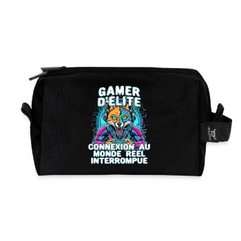 Elite gamer, humor, video game, geek gaming, console - Recycled Toiletry Zip Bag - black - Front