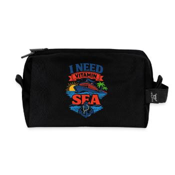 I Need Vitamin Sea | Cruise pun motif - Recycled Toiletry Zip Bag - black - Front