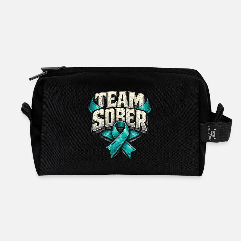 Entgiftung Entzug Suchtkrank Team Sober - Recycelte Kulturtasche - Schwarz