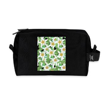 Edelweiß Frauen Alpenblume Berge Blumenmotiv Alpen - Recycelte Kulturtasche - Schwarz - Vorne