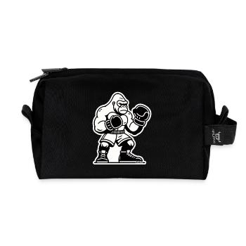 Gorilla Boxer Bold Outline - Recycled Toiletry Zip Bag - black - Front