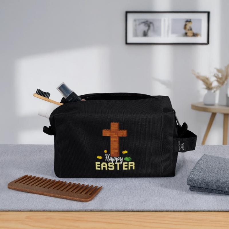 Master Builder Brick Builder Cross Happy Easter Recycled Toiletry Zip Bag