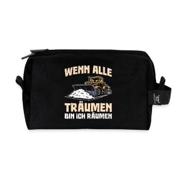 Schneeräumer WENN ALLE TRÄUMEN BIN ICH RÄUMEN - Recycelte Kulturtasche - Schwarz - Vorne