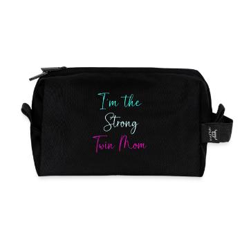 Twins Mom Twin Mom Mom Gift - Recycled Toiletry Zip Bag - black - Front