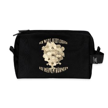 Fans de poulet - Coq - Coq - Poulet fleur - Bio - Trousse de toilette en tissu recyclé - noir - Devant