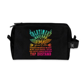 60th Birthday 60 Years Decoration 1965 Gift Funny - Recycled Toiletry Zip Bag - black - Front