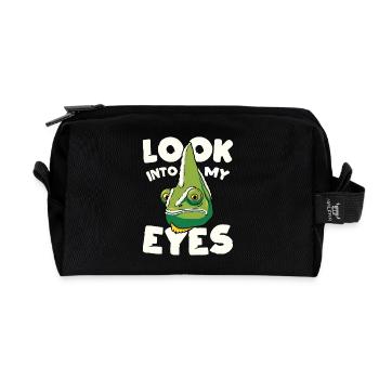Regarde-moi dans les yeux, design caméléon drôle - Trousse de toilette en tissu recyclé - noir - Devant