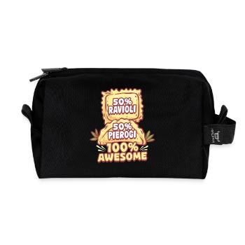 50% Ravioli 50% Pierogi 100% Awesome - Recycled Toiletry Zip Bag - black - Front