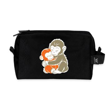 Hugging Monkey Duo - Recycled Toiletry Zip Bag - black - Front