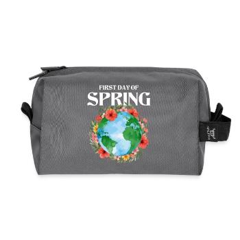 First Day Of Spring Happy Easter Ostara - Recycled Toiletry Zip Bag - anthracite - Front