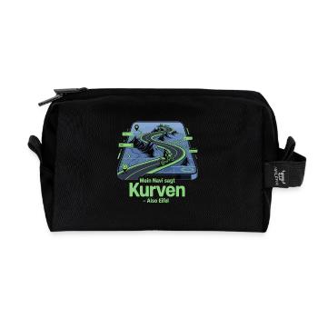  Mein Navi Sagt Kurven Also Eifel Motorrad Spruch - Recycelte Kulturtasche - Schwarz - Vorne