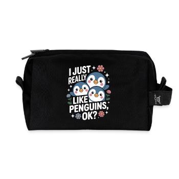 Penguin Trio Saying Picture - Recycled Toiletry Zip Bag - black - Front