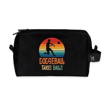 Dodgeball Takes Balls Retro Rainbow - Recycelte Kulturtasche - Schwarz - Vorne