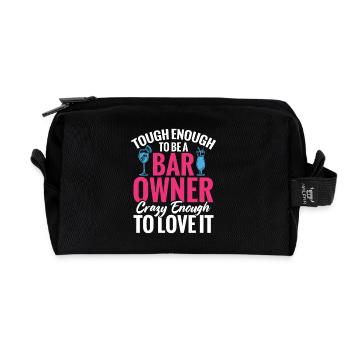 Propriétaire de bar Barmaid Verre à cocktail Serveuse - Trousse de toilette en tissu recyclé - noir - Devant