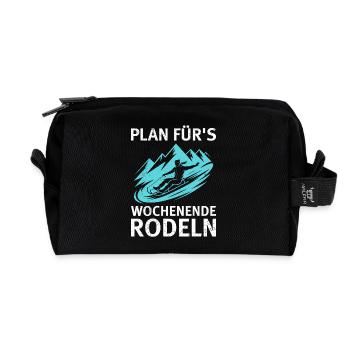 PLAN FOR THE WEEKEND TOBOGGANING FUN - Recycled Toiletry Zip Bag - black - Front