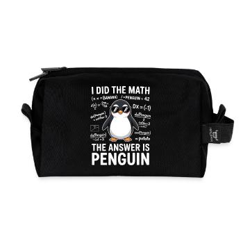 Math Sayings Penguin Funny Math Gift - Recycled Toiletry Zip Bag - black - Front