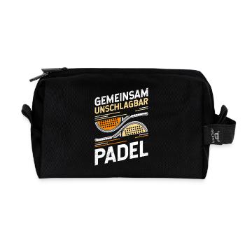 Padel Team GEMEINSAM UNSCHLAGBAR IM PADEL - Recycelte Kulturtasche - Schwarz - Vorne