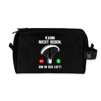 Paramotor CAN'T TALK I'M IN THE AIR - Recycled Toiletry Zip Bag - black - Front