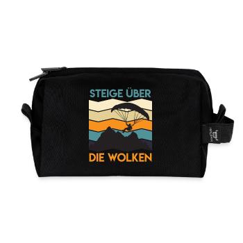Paraglider SOAR ABOVE THE CLOUDS Funny - Recycled Toiletry Zip Bag - black - Front