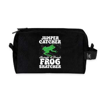 Frog Catcher Jumper Catcher Always A Proud Frog - Recycelte Kulturtasche - Schwarz - Vorne