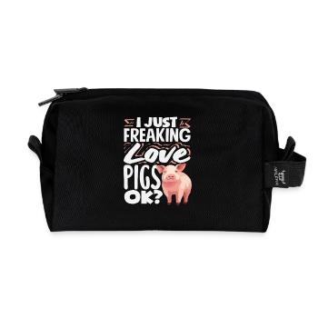 Ich liebe Schweine einfach OK Süßes Tier - Recycelte Kulturtasche - Schwarz - Vorne