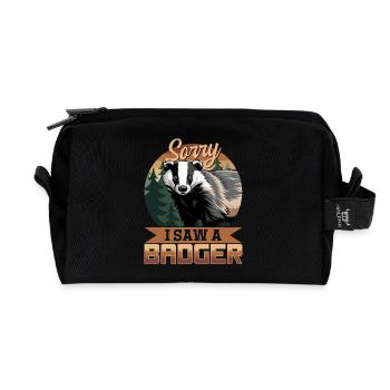 Funny Animal Badger - Recycled Toiletry Zip Bag - black - Front