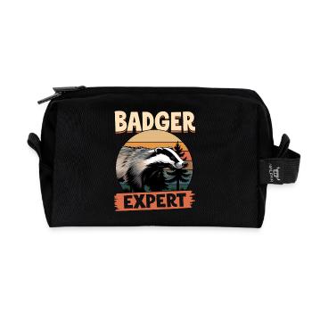 Funny Animal Badger - Recycled Toiletry Zip Bag - black - Front