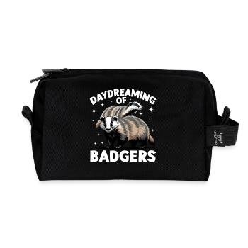 Funny Animal Badger - Recycled Toiletry Zip Bag - black - Front