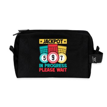 Bingo Game Jackpot In Progress Please Wait Bingo - Recycled Toiletry Zip Bag - black - Front