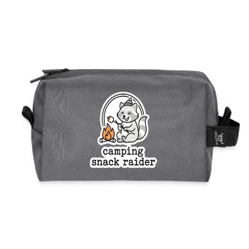 Camping Snack Raider Waschbär Motiv - Recycelte Kulturtasche - Anthrazit - Vorne