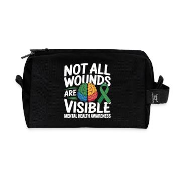 Not All Wounds Are Visible – Mental Health - Recycled Toiletry Zip Bag - black - Front