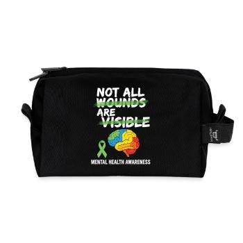 Not All Wounds Are Visible – Mental Health - Recycled Toiletry Zip Bag - black - Front