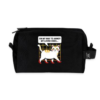 High-Heel Cat: Cheeky and Charming - Recycled Toiletry Zip Bag - black - Front