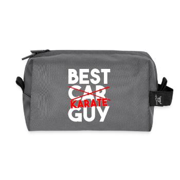 Karate Heartbeat Pulse Martial Arts Silhouette - Recycled Toiletry Zip Bag - anthracite - Front