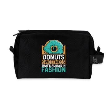 Donut fast food - Recycled Toiletry Zip Bag - black - Front