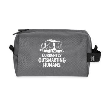 Schlauer als du | Border Collie Spruch - Recycelte Kulturtasche - Anthrazit - Vorne