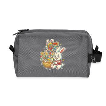 Lapin de Pâques avec œuf de Pâques coloré 67 - Trousse de toilette en tissu recyclé - anthracite - Devant