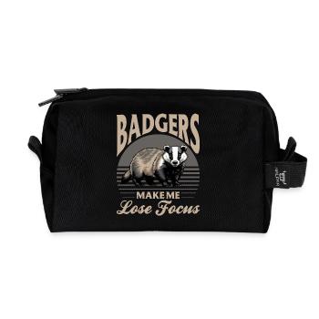 Funny Animal Badger - Recycled Toiletry Zip Bag - black - Front